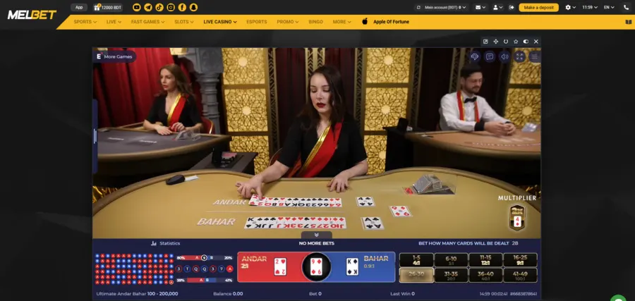 Andar Bahar Games at Melbet